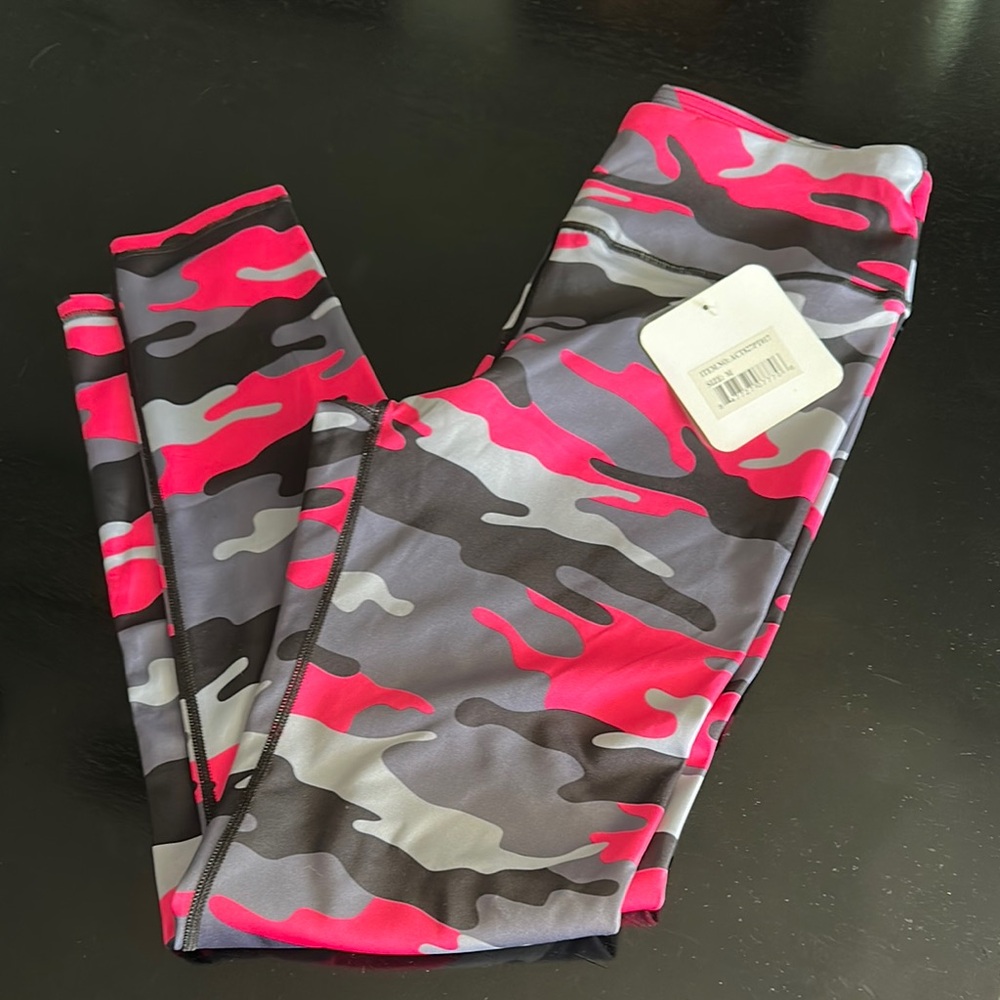 Pink and Gray Geometric Camo Leggings